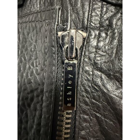 Ashley B Jacket Womens XS Black Mixed Media Leather Moto Asym Zip Sheer Sleeves - Picture 6 of 15